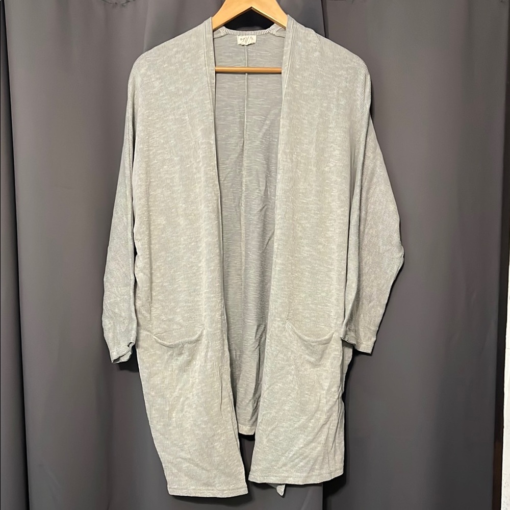 DONNI. sandwash ribbed cotton open front OSFA cardigan